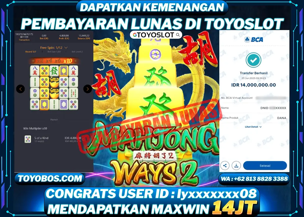 BUKTI KEMENANGAN Mahjong ways Rp14,000,000- LUNAS